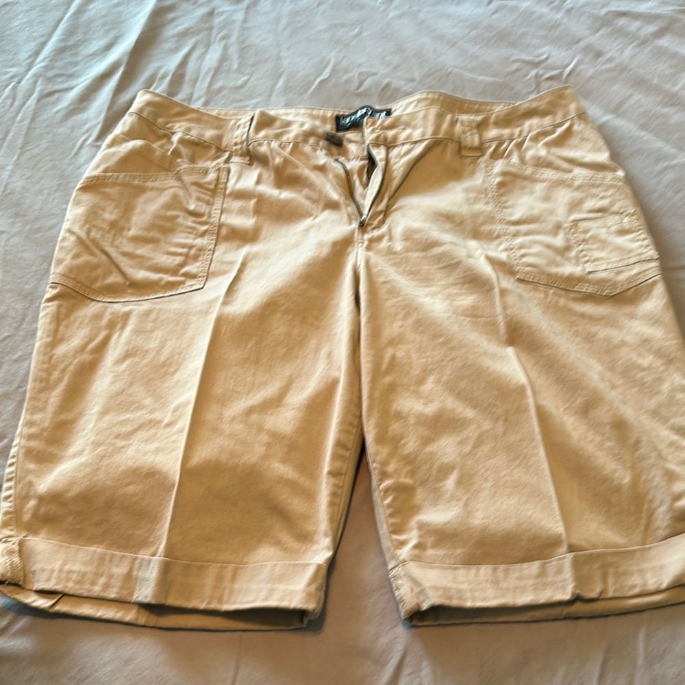 Lane Bryant Tan Bermuda Shorts with Classic Cut